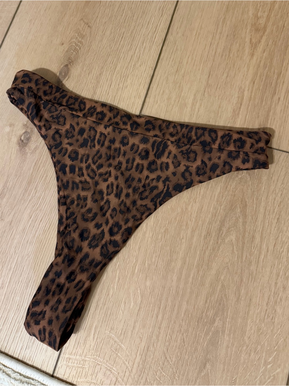 Leopard Print High-Cut Bikini Bottoms in Brown